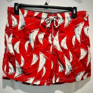 Lands' End Men's Swim Trunks XL Sailboat Sailing Novelty Print Sz M